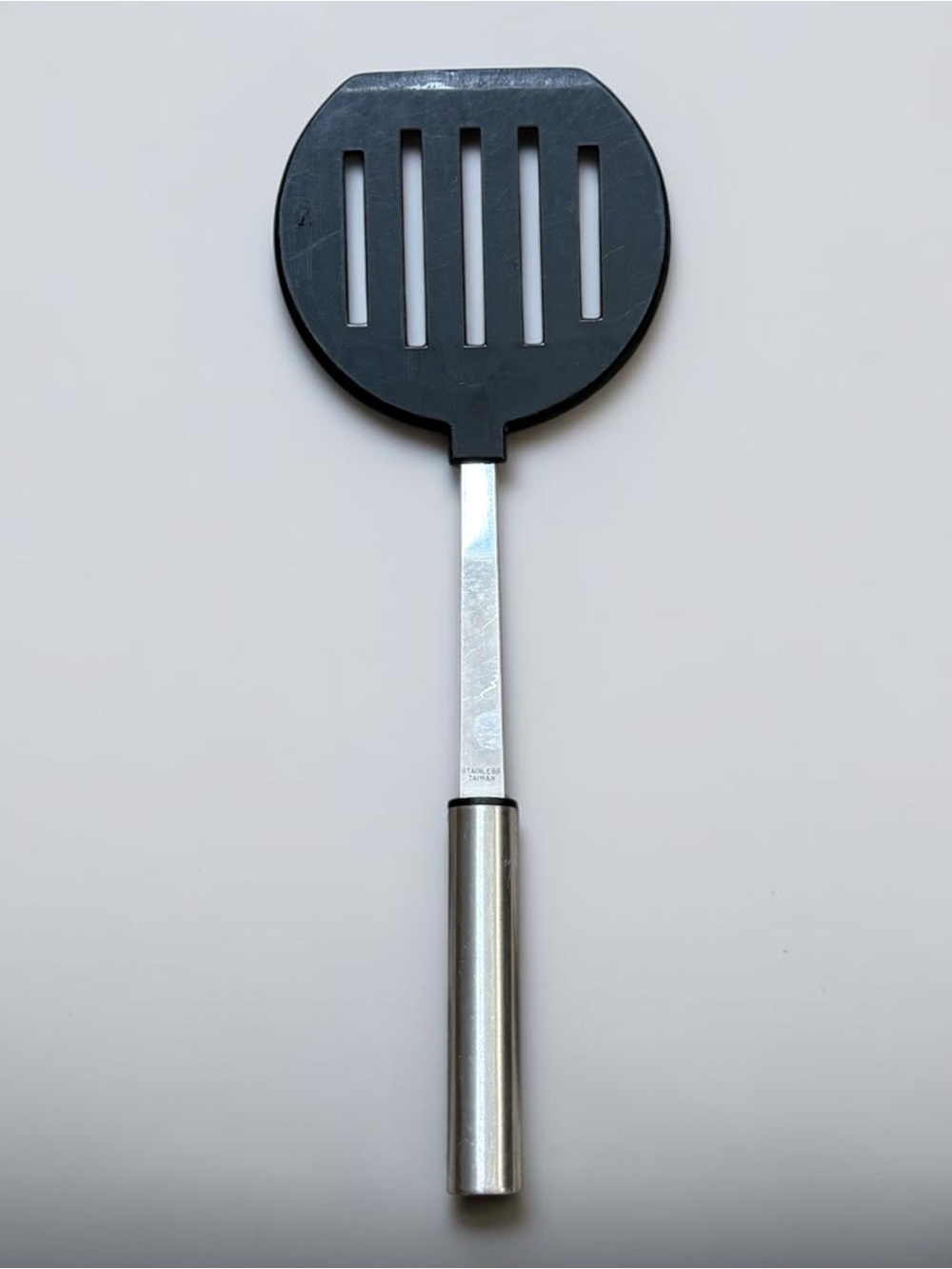 Vintage Spatula Wide Slotted Kitchen Cooking Utensil Black Stainless Taiwan
